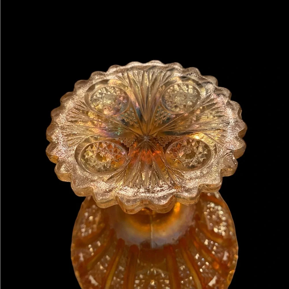 Absolutely gorgeous Antique marigold carnival glass compote / candy dish. MINT - Picture 5 of 5